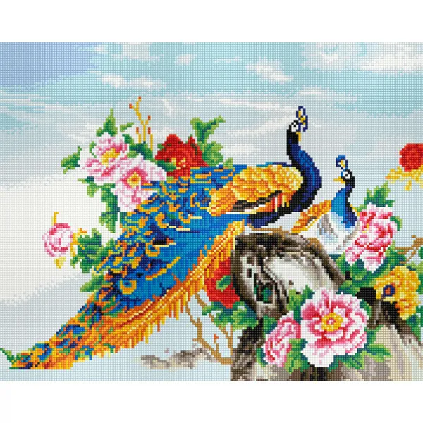 아트조이 DIY 보석 십자수 캔버스형 50 x 40 cm, 모란 공작, 1개