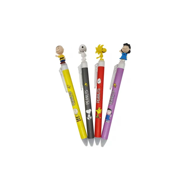 피너츠 스누피 캐릭터 마스코트 볼펜 0.5mm 4종 세트, 찰리브라운, 스누피, 우드스탁, 루시 반벨트, 1세트