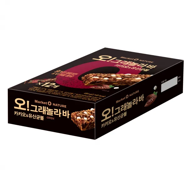 오리온 마켓오 네이처 카카오유산균볼 그래놀라바, 40g, 12개