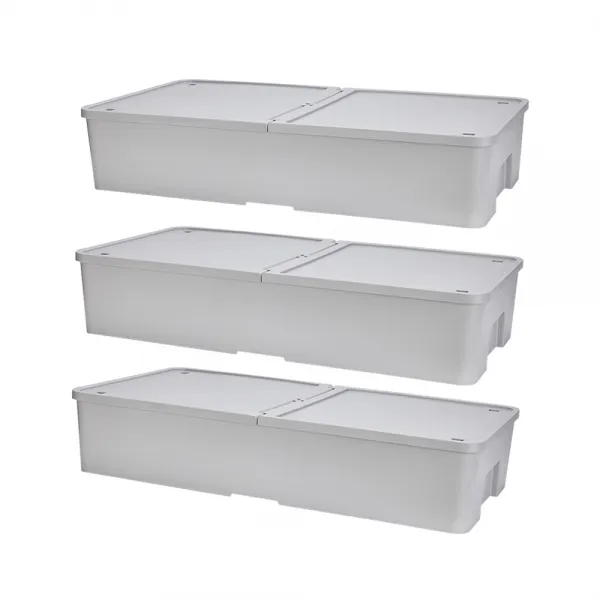 씨밀렉스 언더베드 리빙박스 54L + 언더베드 클립 12p, 그레이, 3개