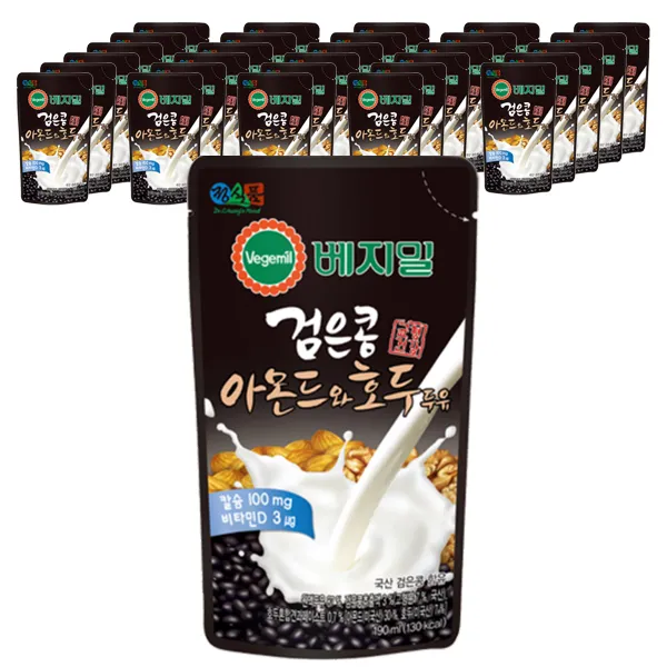 베지밀 검은콩 아몬드 호두 두유 파우치, 190ml, 45개