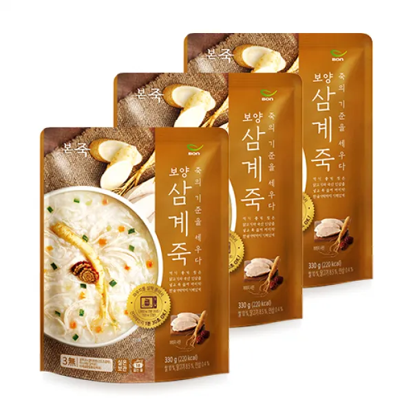 본죽 데워서 바로 먹는 보양삼계죽, 330g, 3개