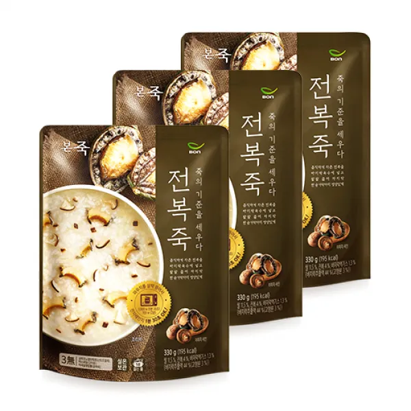 본죽 데워서 바로 먹는 전복죽, 330g, 3개