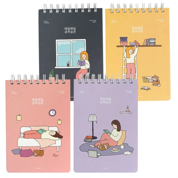 핑크풋 공부습관 스터디 플래너 4종 세트, 핑크, 네이비, 옐로우, 퍼플