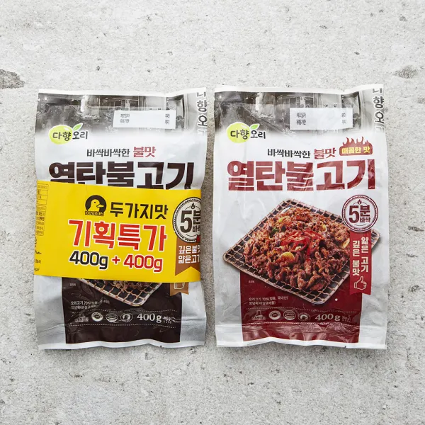 다향오리 열탄불고기 불고기맛 400g + 매콤한맛 400g, 1세트