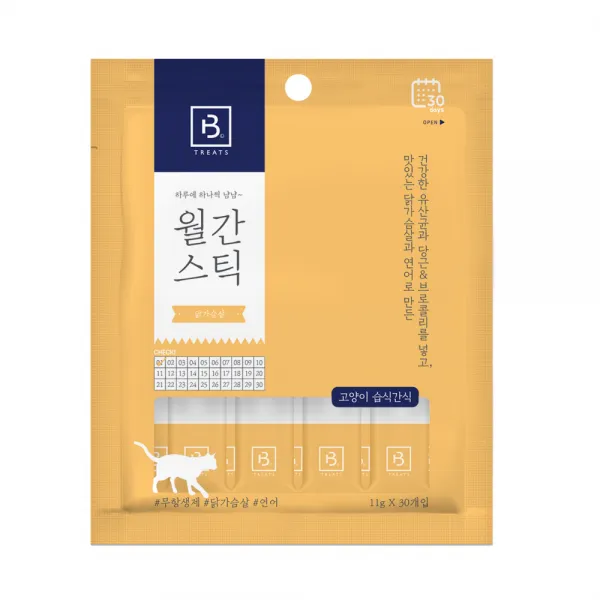 브리더랩 하루에 하나씩 월간스틱 고양이 간식 닭가슴살 30개