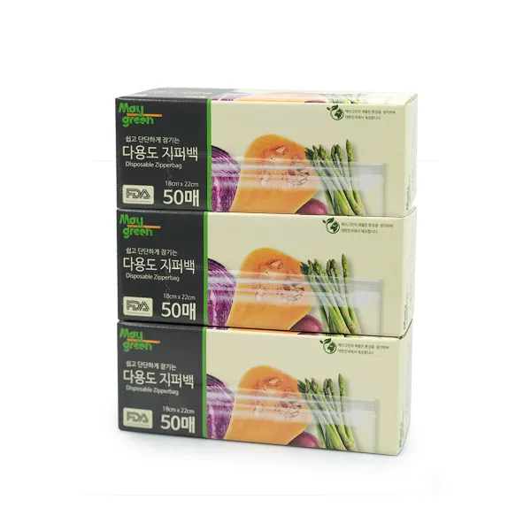 메이그린 지퍼백 소 18 x 22 cm 50p, 3개