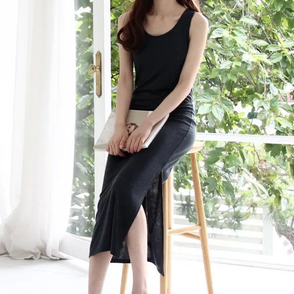 세이스타일 코튼 옆트임 H라인 원피스