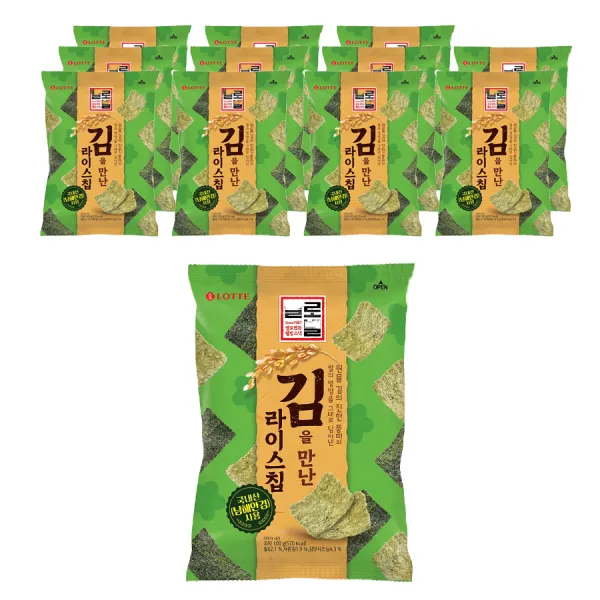 롯데제과 쌀로별 김을 만난라이스 칩, 100g, 12개
