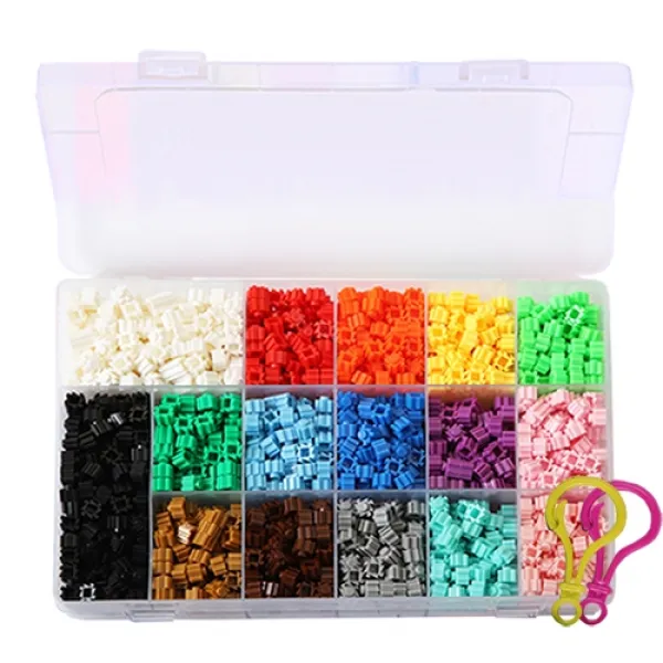 컬러스토리 디폼블럭 10mm 16종 1800p + 도안 + 고리 2p 랜덤발송 + 오링 2p 세트, 블럭(혼합색상), 고리(랜덤발송)