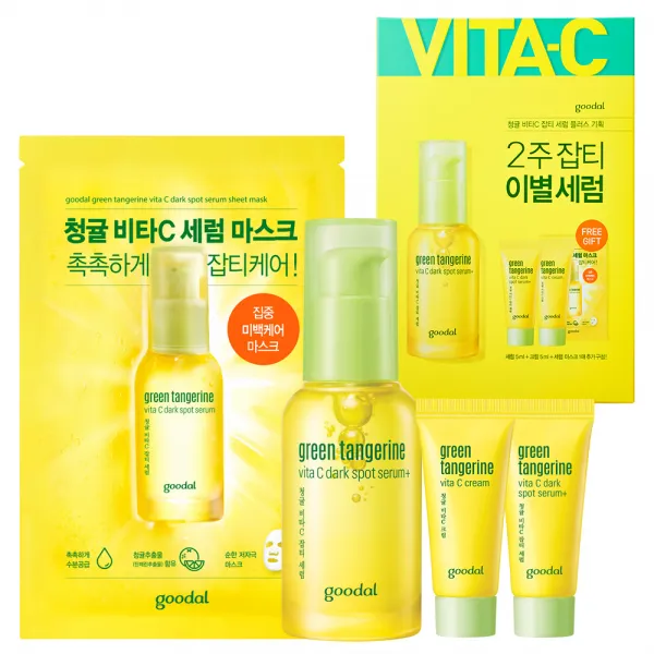 구달 청귤 비타C 잡티세럼 플러스 30ml + 세럼 플러스 미니 5ml + 크림 미니 5ml + 세럼 마스크 세트, 1세트
