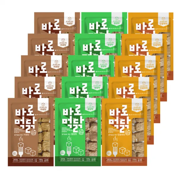 이훈의건강한세상 바로먹닭 닭가슴살 큐브 혼합3종, 100g, 15개