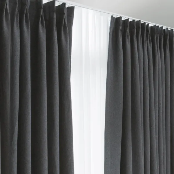 홈인홈 데일리 린넨 나비주름 암막커튼 세트 딥차콜
