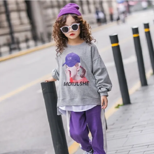 엔젤아이 여아용 모자 쓴 소녀 맨투맨 + 바지 세트