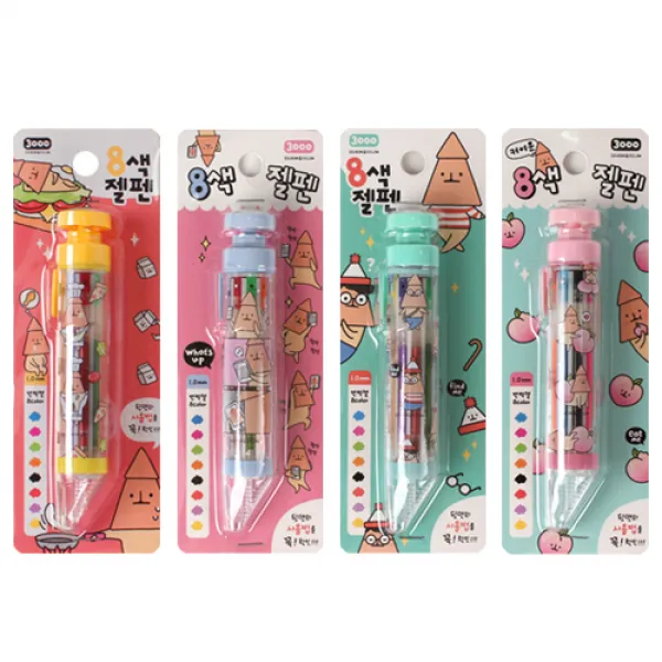 쓰임앤끌림 커여운 8색 오징징 젤펜 1.0mm 4종 세트 01옐로우 02블루 03민트 04핑크 1세트