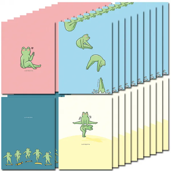 쓰임앤끌림 무제 미끈한 개구리 노트 4종 X 10p 세트 01핑크 02스카이블루 03블루 04아이보리 1세트