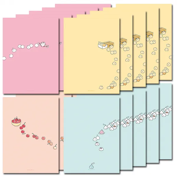 쓰임앤끌림 무제 몽알몽알 노트 4종 X 5p 세트 01핑크 02옐로우 03피치 04민트 1세트