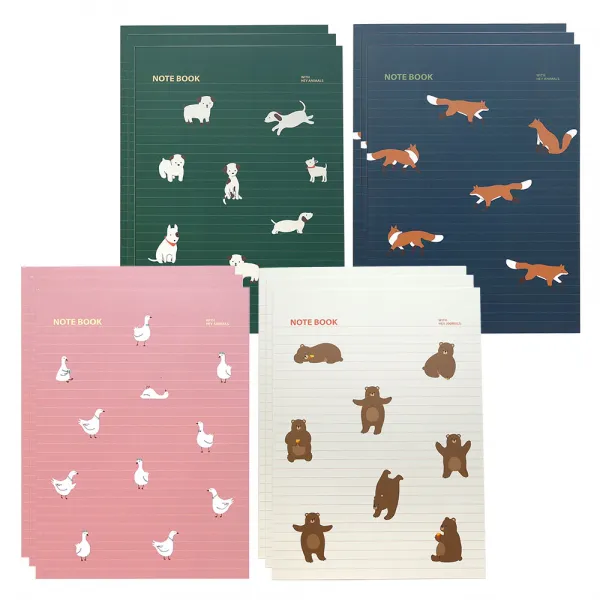 핑크풋 헤이 유선 노트 1000 4종 X 3p 그린 네이비 핑크 아이보리 1세트