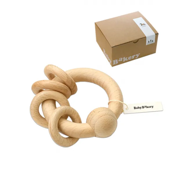 베이비베이커리 우드 도넛링 딸랑이 베이지