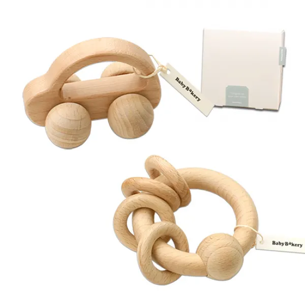 베이비베이커리우드딸랑이 B 2종세트 베이지