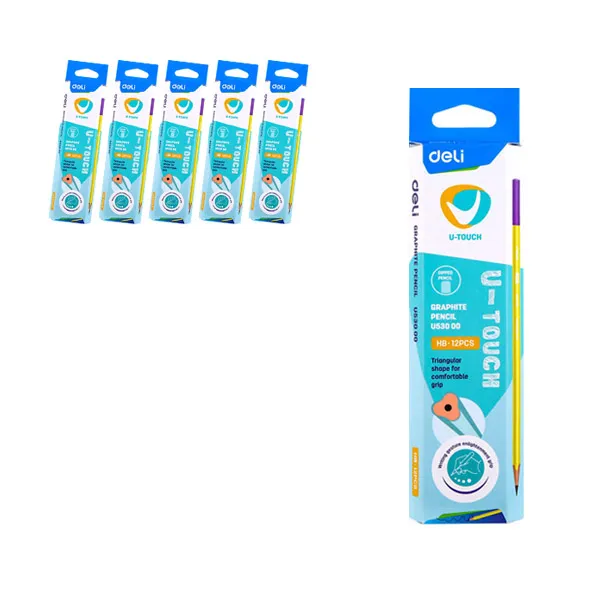 델리 잡기편한 그립 삼각 학생연필 Hb 12p세트 Eu53000 블루 + 핑크 핑크 + 옐로우 옐로우 + 퍼플 6세트