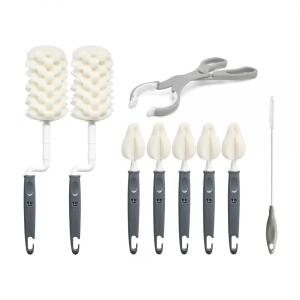 리에또 젖병세척 키트d 앵두회전형젖병솔2p + 젖꼭지솔5p + 젖병집게 + 빨대세척솔 1세트 그레이