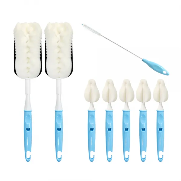 리에또 젖병세척 키트a 더블일자형젖병솔2p + 젖꼭지솔5p + 빨대세척솔 1세트 스카이