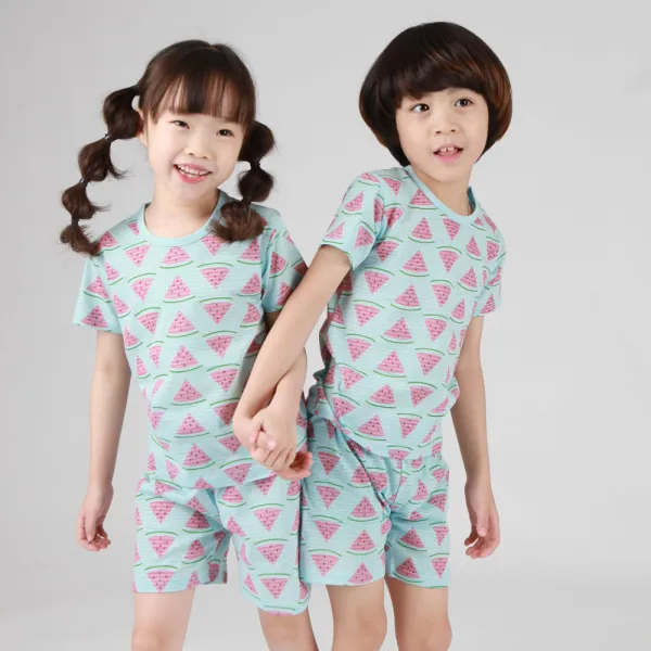 올챙이 아동용 수박 5부 반팔 여름 실내복 상하세트