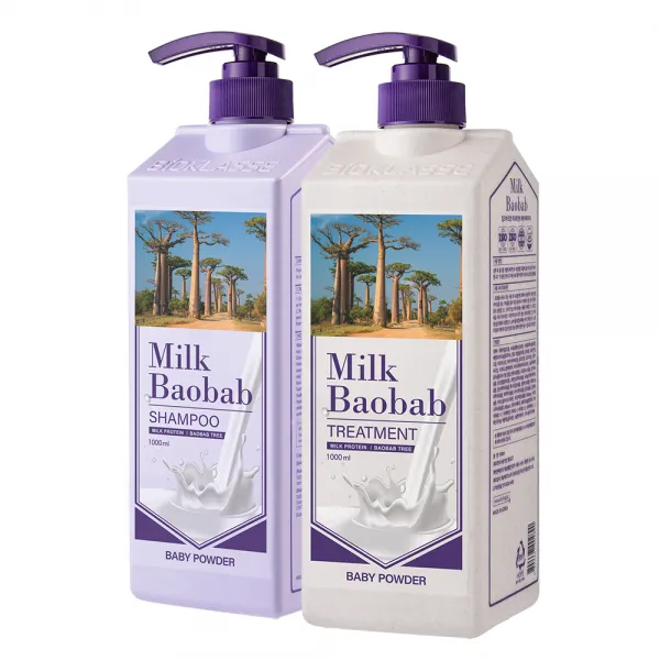 비오클라쎄 밀크바오밥 베이비파우더 샴푸 1000ml + 트리트먼트 1000ml 1세트