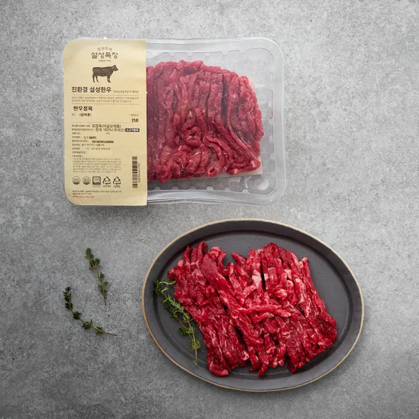 설성목장 무항생제 인증 1등급 한우 잡채용 (냉장), 250g, 1팩