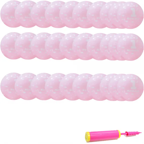 네오텍스 파티쇼 첫돌핑크 인쇄풍성 30cm 30p + 손펌프 랜덤발송, 혼합색상, 1세트