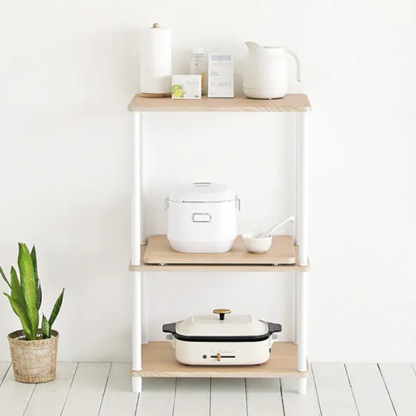 롬앤홈 스마트조립식 렌지대 3단 오크화이트