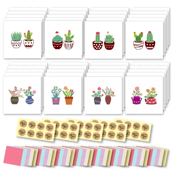 가드닝 미니 엽서 카드 8종 x 5p + 봉투 랜덤발송 40p + 봉인스티커 40p 세트, 혼합색상, 1세트