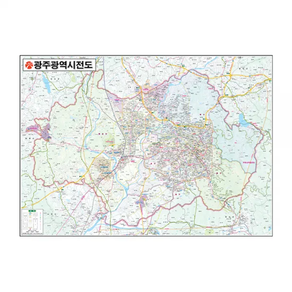 지도닷컴 코팅형 광주광역시 전도 소 110 x 78 cm + 전국 행정 도로 지도 + 케이스 세트, 1세트