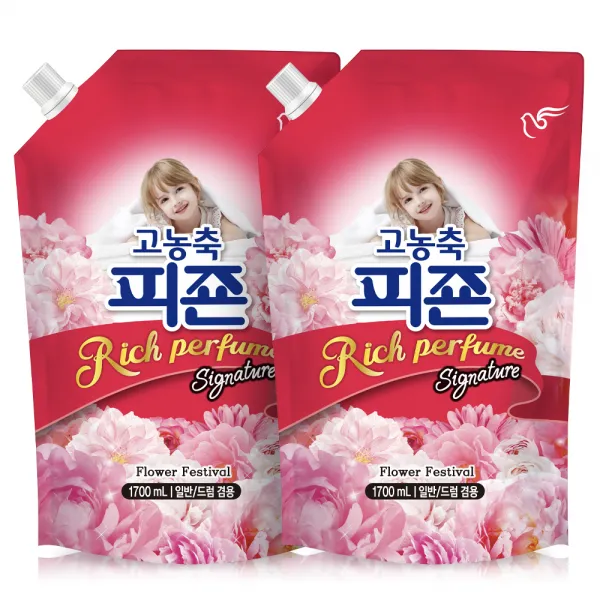 피죤 고농축 리치퍼퓸 시그니처 섬유유연제 플라워페스티벌 리필, 1.7L, 2개