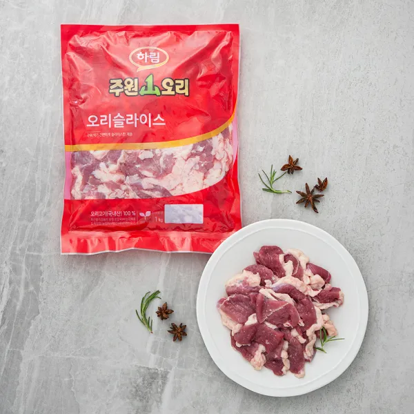 주원산오리 슬라이스 (냉장), 1kg, 1팩
