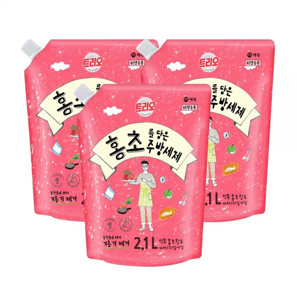 트리오 홍초를 담은 주방세제 2.1l 3개