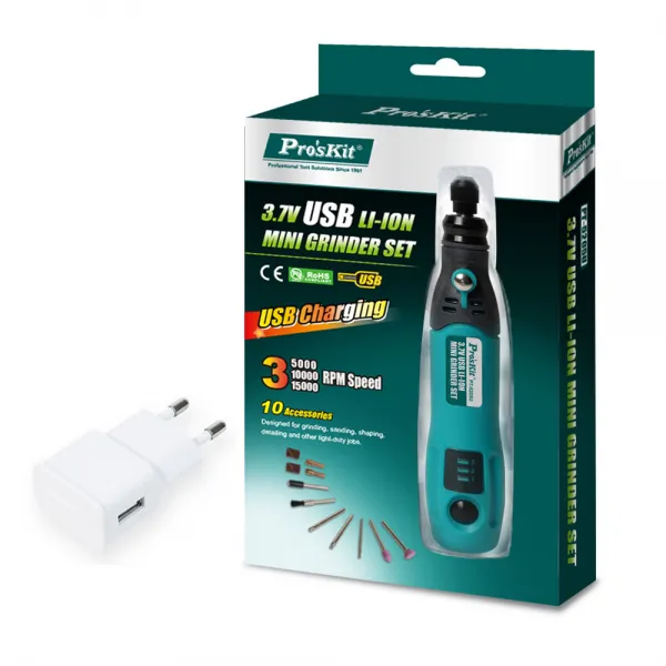 프로스킷 무선 USB 전동 핸드 그라인더 + 충전 어뎁터 + 작업비트 7종 세트 5205U, 1세트