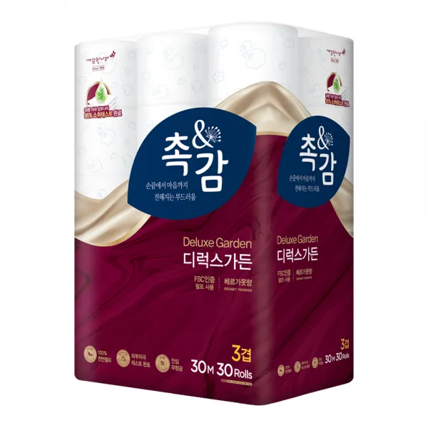 깨끗한나라 3겹 촉앤감 디럭스가든 화장지 30m, 30롤, 1팩