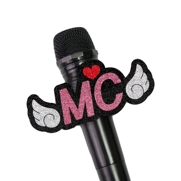 음악중심 MC 마이크 네임택 방송소품, 핑크