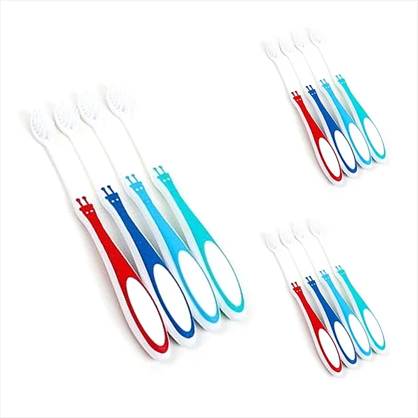 미소덴탈 기린 올슬림모 유아 칫솔 남아용, 빨강, 파랑, 하늘, 청록, 12개