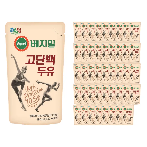 베지밀 고단백 두유 파우치, 190ml, 45개