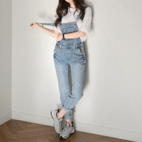 수비진 여성 멜빵 청바지 SP920