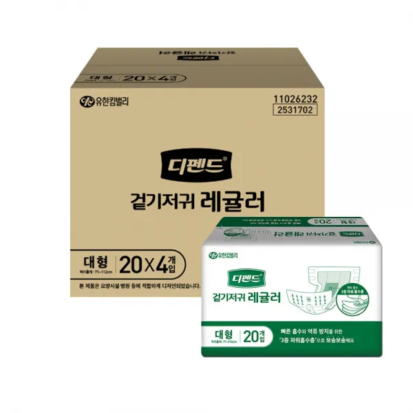 디펜드 성인 겉기저귀 레귤러 대형, 20매입, 4팩