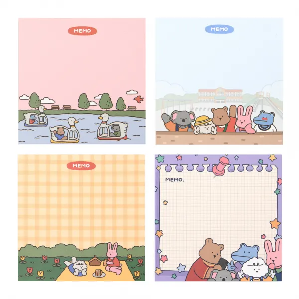 데일리라이크 마이 버디 메모지 4종 세트 Duck Boat School Picnic Photo 1세트
