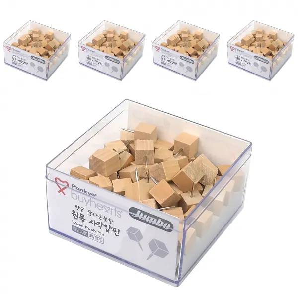 바이하츠 점보 방금 잘라온듯한 원목 사각압핀 JWPPC, 5개