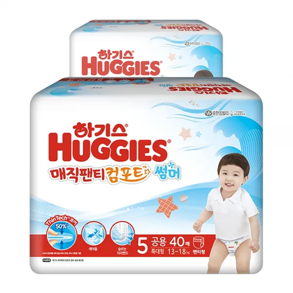 하기스 매직팬티 컴포트 썸머 팬티형 기저귀 특대형 5단계(13~18kg), 80매