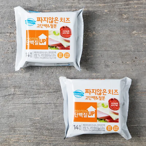덴마크 짜지않은치즈 고단백 & 철분, 252g, 2개