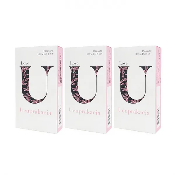 유추프라카치아 LOVE U 스페셜핑크 3IN1 도트 나선 굴곡형 콘돔, 12개입, 3개