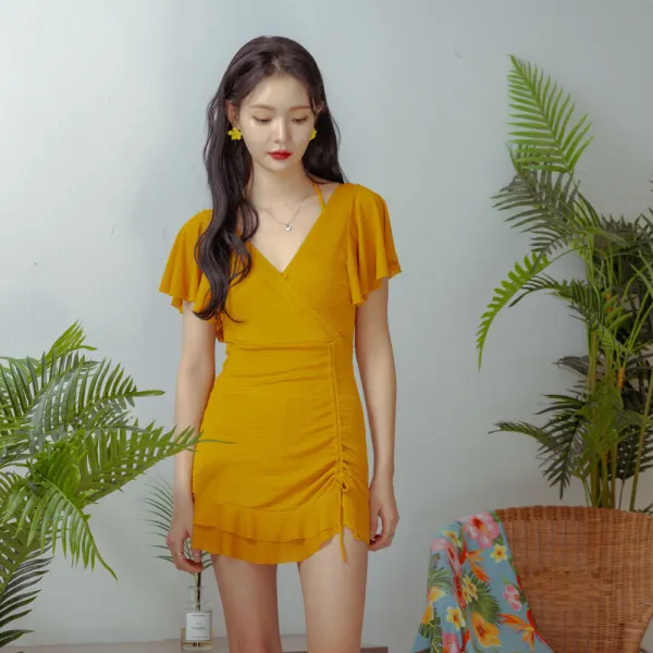 벤디스 망고스틴 홀터넥 프릴 원피스 수영복 F359